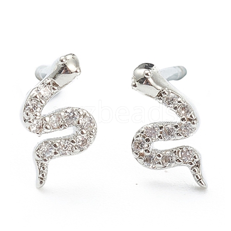 Brass Micro Pave Cubic Zirconia Stud Earrings EJEW-A058-20P-05-1