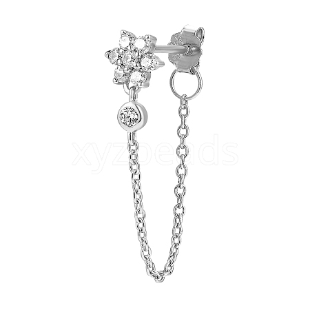 925 Sterling Silver Tassel Earrings Moon/Flower Earrings BD3845-2-1
