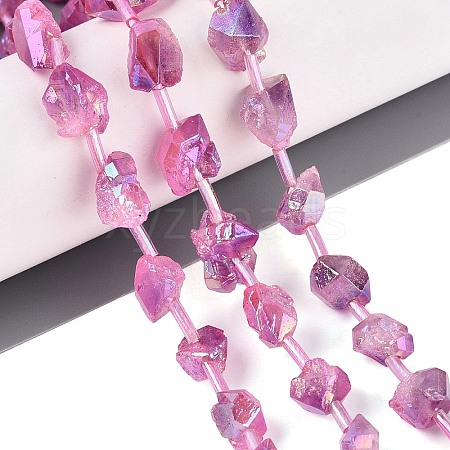 Dyed Electroplate Raw Rough Natural Amethyst Beads Strands G-Q610-05E-1