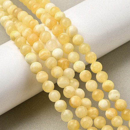Natural Yellow Jade Beadd Strands X-G-A274-A01-6mm-1