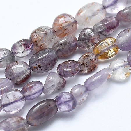 Natural Purple Lodolite Quartz Beads Strands G-E483-69-1
