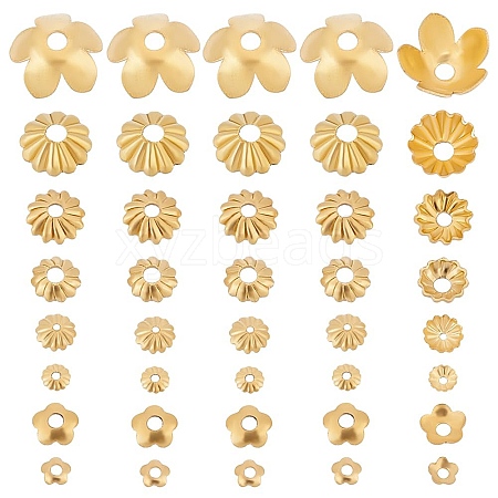 ARRICRAFT 160Pcs 8 Styles Brass Bead Caps KK-AR0002-72-1