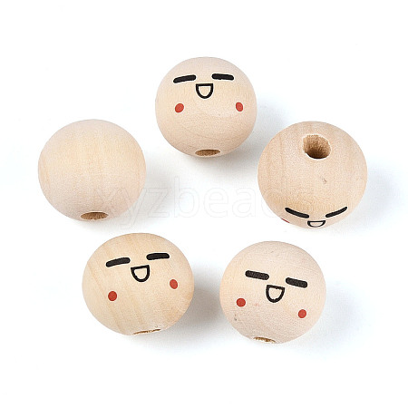 Printed Schima Wood Beads WOOD-T033-02F-1