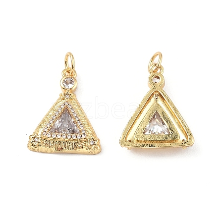 Brass Micro Pave Clear Cubic Zirconia Pendants KK-E068-VF328-1