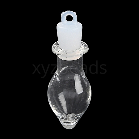 Clear Glass Wishing Bottle Pendants GLAA-A010-01C-1