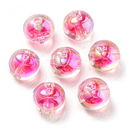 UV Plating Rainbow Iridescent Acrylic Beads OACR-A014-02D-1