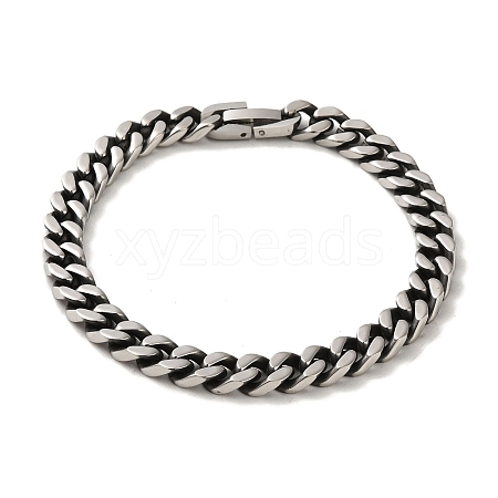 304 Stainless Steel Cuban Link Chain Bracelets for Women Men BJEW-Q341-15D-AS-1