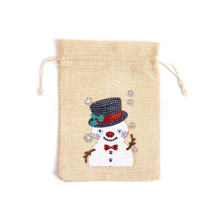 Christmas Theme DIY Diamond Painting Drawstring Gift Bag Kit DIAM-PW0010-72B-04-1