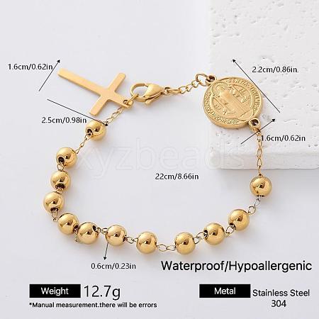 304 Stainless Steel Religion Saint Benedict Medal Link Bracelets for Women YL3658-3-1