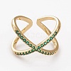 Brass Micro Pave Cubic Zirconia Cuff Rings LS-RJEW-C101-13G-E-3