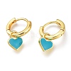 Brass Enamel Huggie Hoop Earrings KK-A150-10G-RS-2