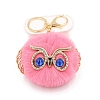 Cute Pompom Fluffy Owl Pendant Keychain KEYC-PW0008-007G-22-1