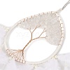 Wire Wrapped Natural Quartz Crystal Chip Teardrop with Tree of Life Wind Chime HJEW-K067-09P-06-3