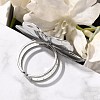 Flower Stainless Steel Open Cuff Ring for Women RJEW-R006-03P-02-3