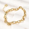 Brass Oval & Twist Ring Link Chain Bracelets for Women BJEW-F531-06G-2