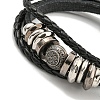 Braided PU Leather & Waxed Cords Triple Layer Multi-strand Bracelets BJEW-P329-10A-AS-2