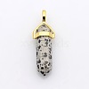 Natural Dalmatian Jasper Bullet Double Terminated Pointed Pendants G-P053-G33N-2