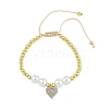 Rack Plating Brass Stretchable Bracelets with Cubic Zirconia for Women BJEW-D047-02G-01-1