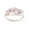 Natural Amethyst Beaded Spiral Finger Ring RJEW-TA00049-04-4