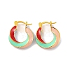 Brass & Enamel Twist Hoop Earrings for Women EJEW-U015-16B-G-1