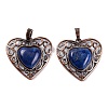 Natural Lapis Lazuli Dyed Peach Love Heart Pendants G-G158-01-16-1