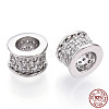 Rhodium Plated 925 Sterling Silver Micro Pave Cubic Zirconia Beads STER-T004-87P-1