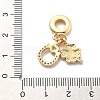 Rack Plating Brass Clear Cubic Zirconia European Dangle Charms KK-Q017-28G-3