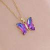 Fashionable Gradient Butterfly Alloy Glass Pendant Necklace LK8571-2-1