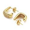 Brass Micro Pave Clear Cubic Zirconia Stud Earrings for Women EJEW-G354-01G-2