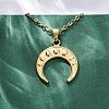 Double Horn 304 Stainless Steel Pendant Necklaces NJEW-M096-09G-4