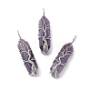 Natural Amethyst Copper Wire Wrapped Pointed Pendants G-F733-05E-1