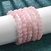 Natural Rose Quartz Bead Stretch Bracelets BJEW-K212-B-045-3