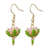 Flower Handmade Glass Seed Beads & Acrylic Beads Dangle Earrings EJEW-MZ00359-02-2