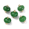 Natural White Jade Dyed Saucer Charms with Rack Plating Golden Tone Brass Bails KK-B103-17B-04-1