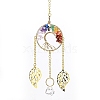 Chakra Natural Gemstone Chips Wire Wrapped Metal Tree of Life Hanging Ornaments PW-WG220CC-02-1