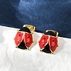 Brass Enamel Stud Earrings for Women EJEW-A126-04G-1