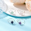 4Pcs 4 Styles Moon Natural Green Aventurine & Rose Quartz & Amethyst & Lapis Lazuli Finger Rings RJEW-JR00799-01-1