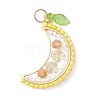 Round Glass Seed Beaded Fruit Pendants PALLOY-MZ00864-04-1