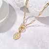 Brass Paperclip Chain Oval Virgin Mary Pendant Necklaces for Women NJEW-JN05117-1