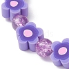 Handmade Flower Polymer Clay Stretch Bracelets BJEW-JB09825-03-3