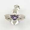 Flower Real Platinum Plated Brass Cubic Zirconia Pendants ZIRC-R014-24-3