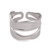 Non-Tarnish 304 Stainless Steel Twist Wave Open Cuff Rings for Women RJEW-G285-26P-2