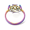 Ion Plating(IP) 304 Stainless Steel Hollow Lotus Adjustable Ring for Women RJEW-M149-30RC-2