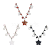 3Pcs 3 Colors Plastic & Alloy Star Pendant Necklaces with CCB Beaded Chains NJEW-FI0001-34-1