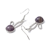 Natural Amethyst Rabbit Dangle Earrings EJEW-A092-05P-26-3