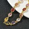 Oval Brass Pave Cubic Zirconia Link Chain Bracelets for Women BJEW-P385-02G-2