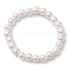 Round Shell Pearl Beaded Stretch Rings for Women RJEW-JR00761-1