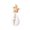 5Pcs 5 Colors Starfish Dyed Synthetic Turquoise & Natural Cowrie Shell Pendants PALLOY-JF03936-3
