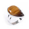 Teardrop Natural Tiger Eye Adjustable Rings PW-WG1EE83-05-1