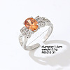 Bowknot Platinum Brass Adjustable Ring with Orange Cubic Zirconia EG7863-25-1